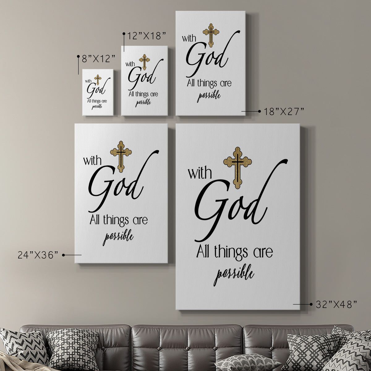 All Things Possible Gold Premium Gallery Wrapped Canvas - Ready to Hang