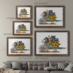 Raccoon Wheelbarrow-Premium Framed Canvas - Ready to Hang