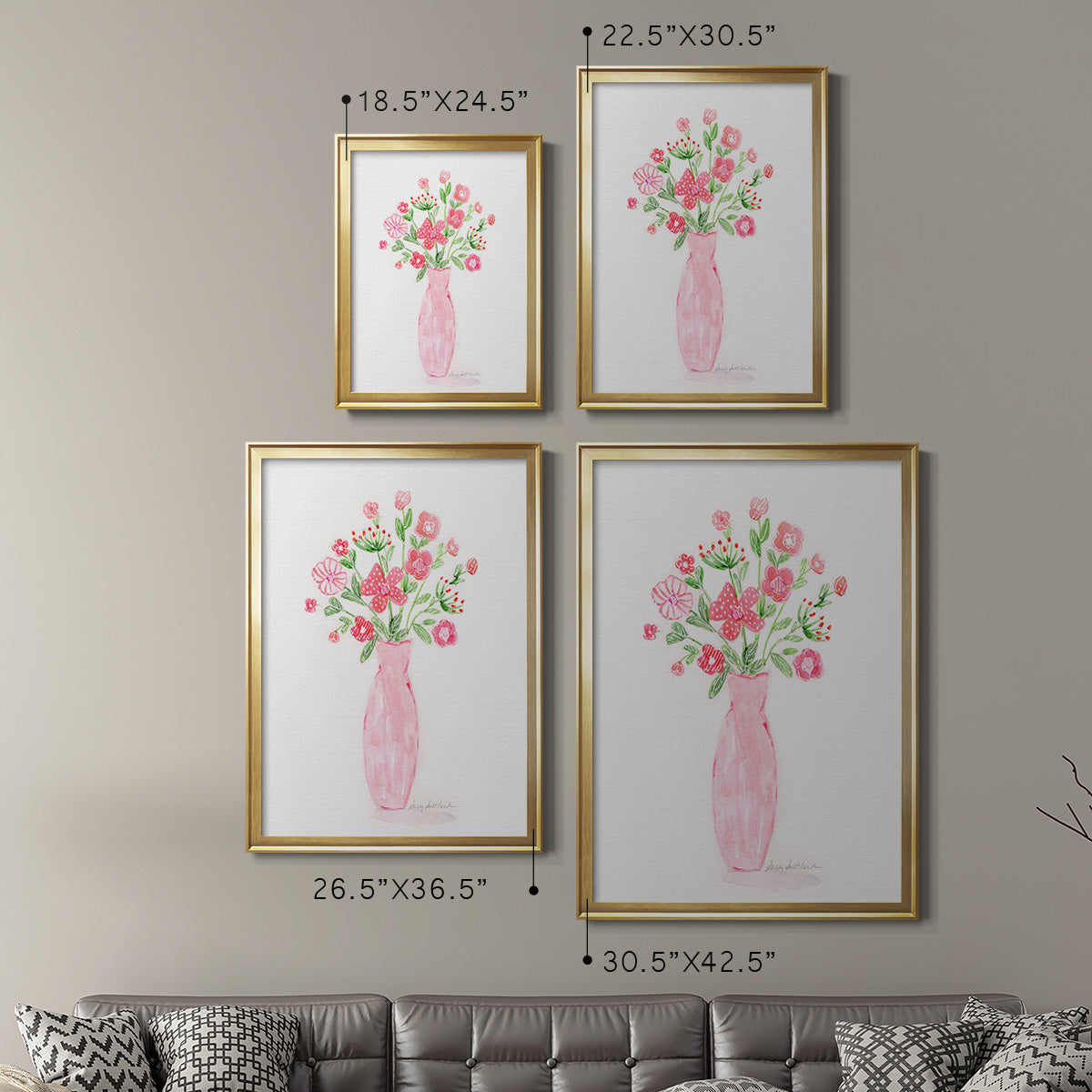 Boho Pinwheel Bouquet I Premium Framed Print - Ready to Hang