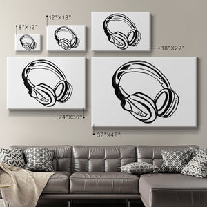 Headphones Sketch Premium Gallery Wrapped Canvas - Ready to Hang