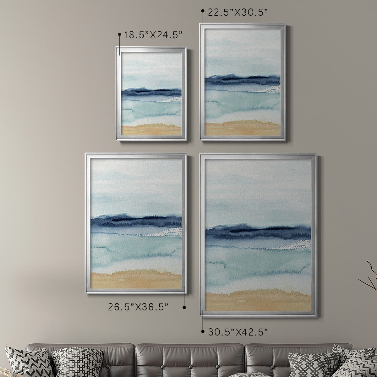 Watercolor Ocean Horizon II Premium Framed Print - Ready to Hang