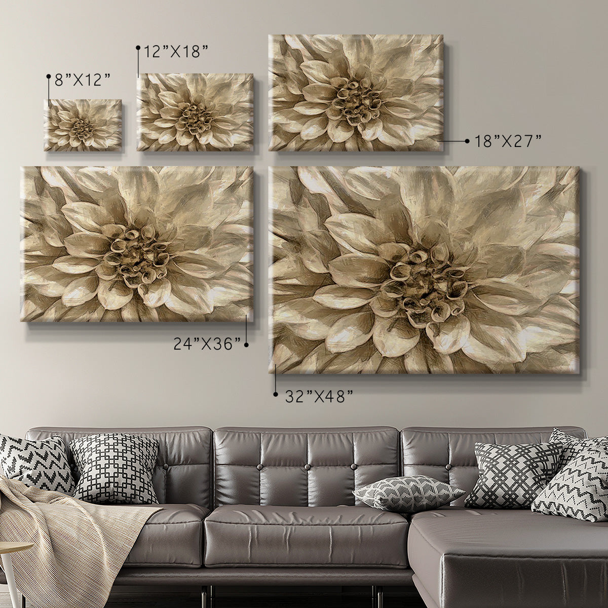 Neutral Wall Flower I Premium Gallery Wrapped Canvas - Ready to Hang