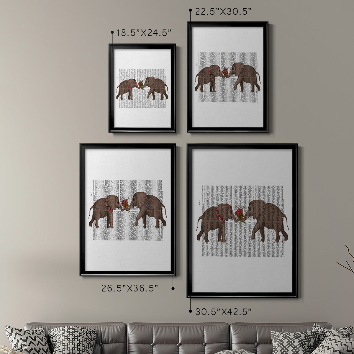 Elephant Bouquet, Landscape Premium Framed Print - Ready to Hang