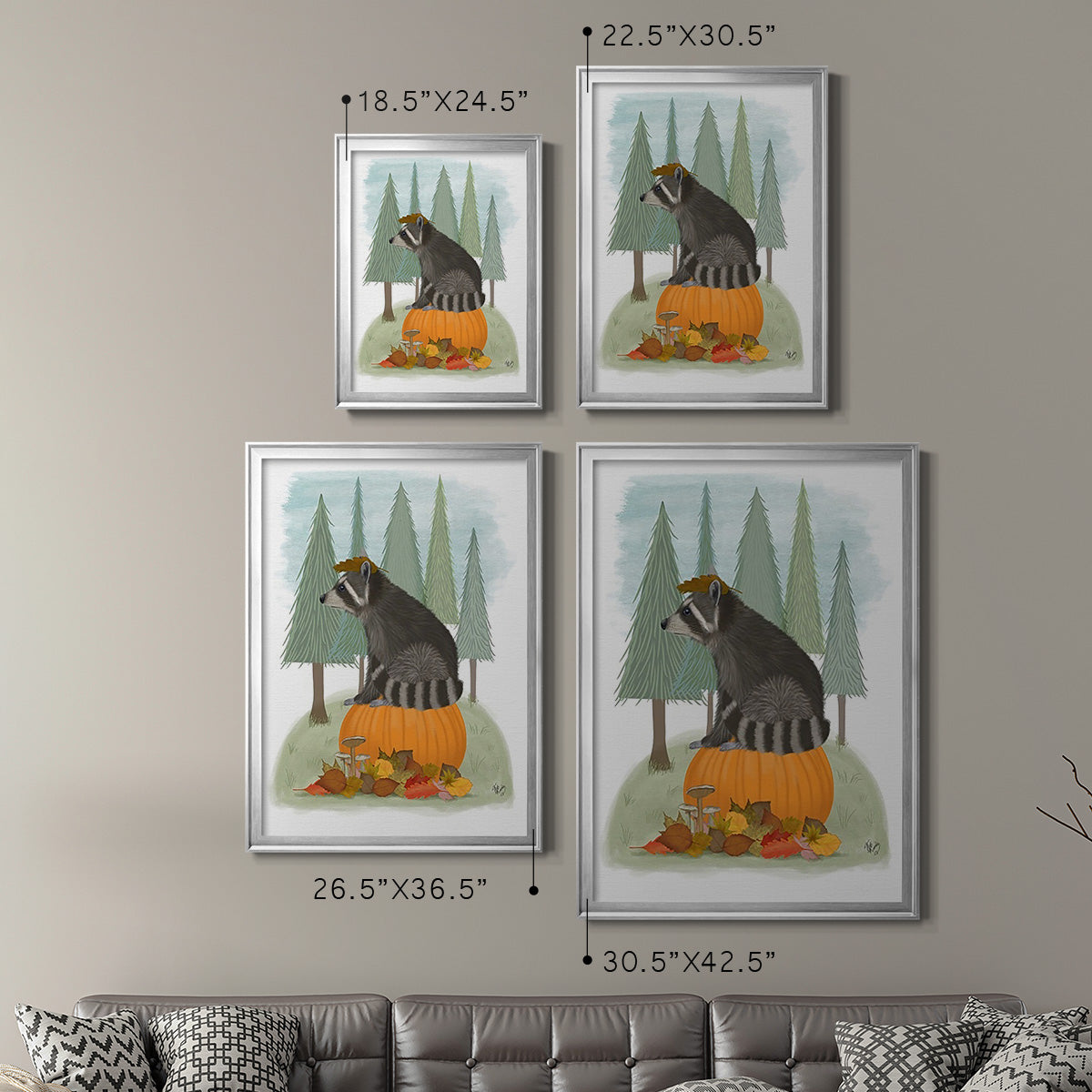 Raccoon On Pumpkin Premium Framed Print - Ready to Hang