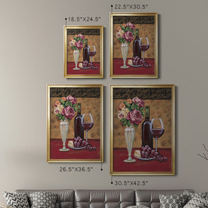 Vintage Flowers and Wine I Premium Framed Print - Ready to Hang