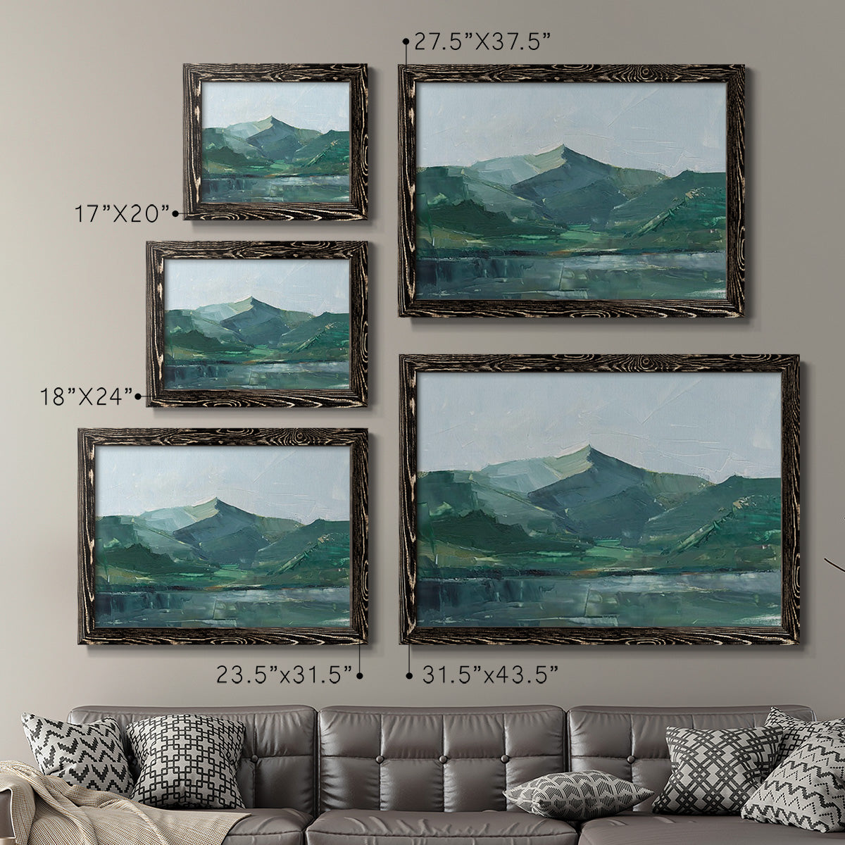 Green Grey Mountains I-Premium Framed Canvas - Ready to Hang