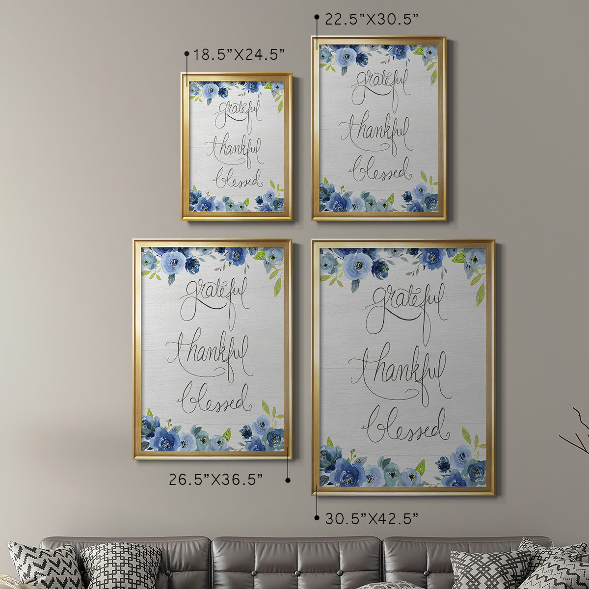 Grateful, Thankful, Blessed Premium Framed Print - Ready to Hang
