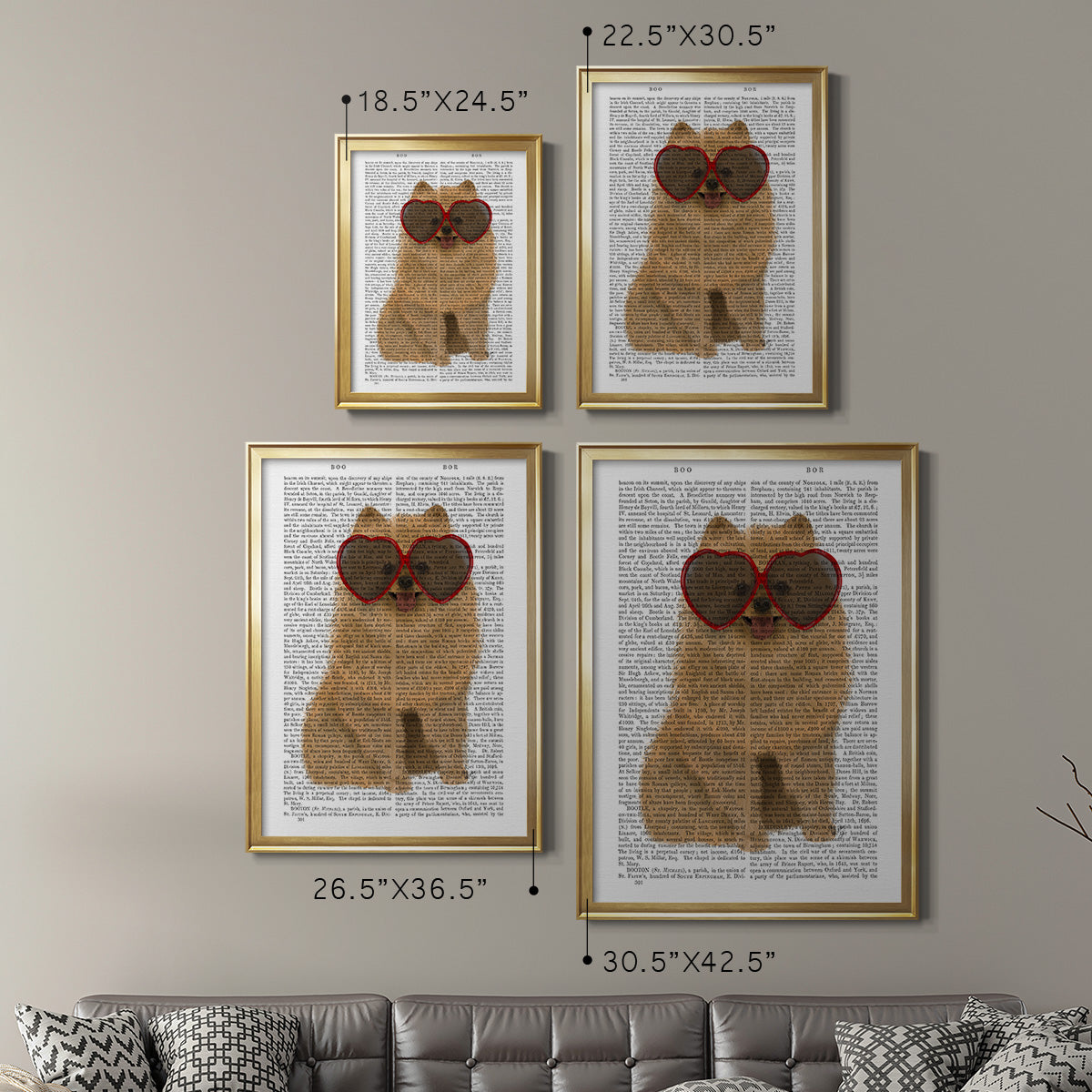 Pomeranian and Heart Glasses Premium Framed Print - Ready to Hang