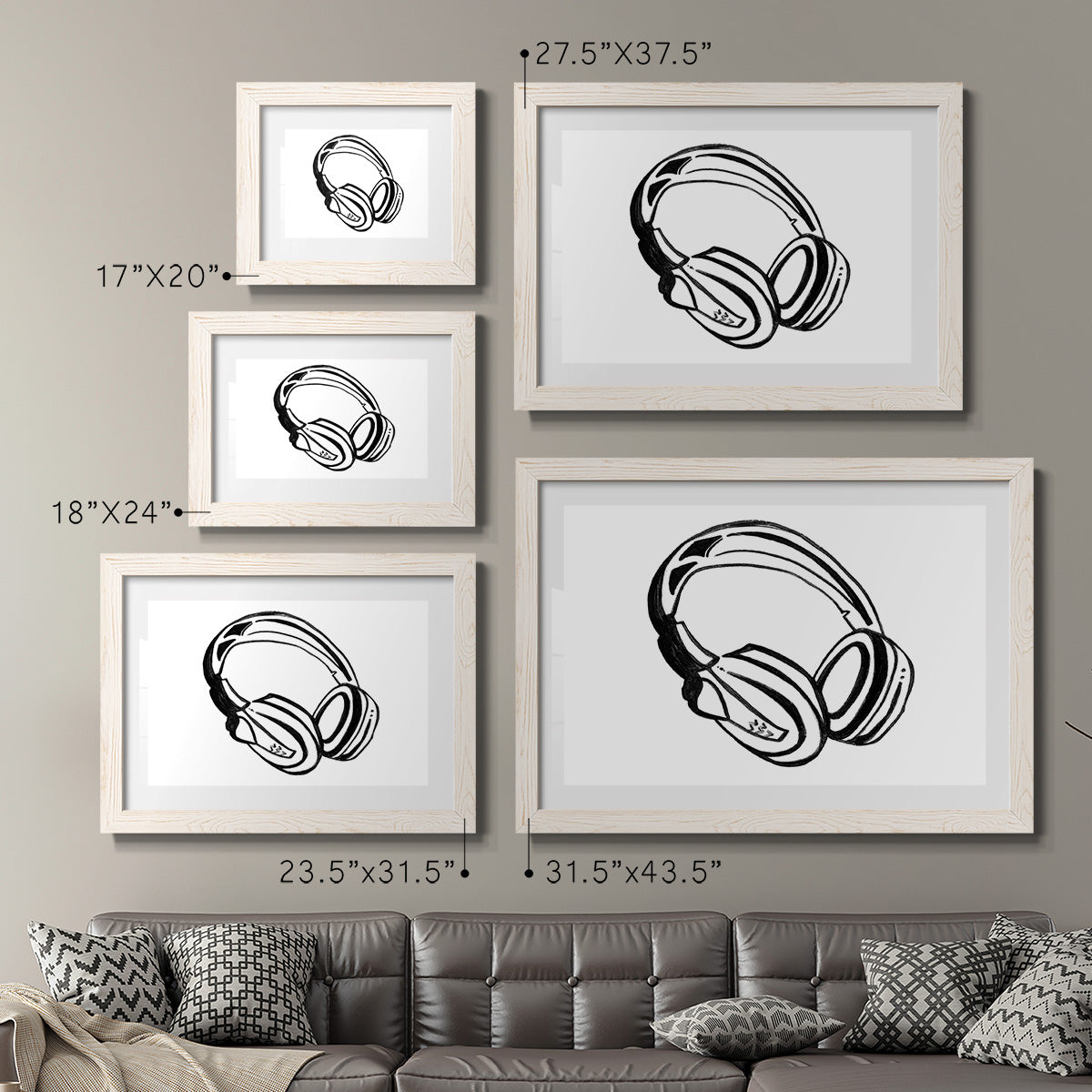 Headphones Sketch-Premium Framed Print - Ready to Hang