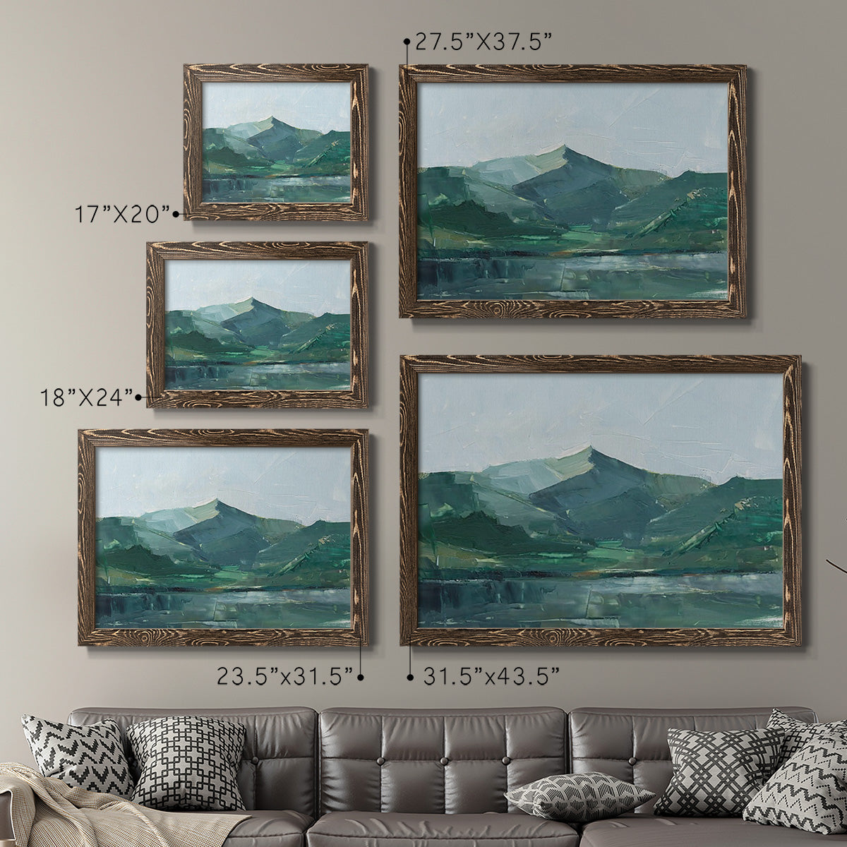 Green Grey Mountains I-Premium Framed Canvas - Ready to Hang