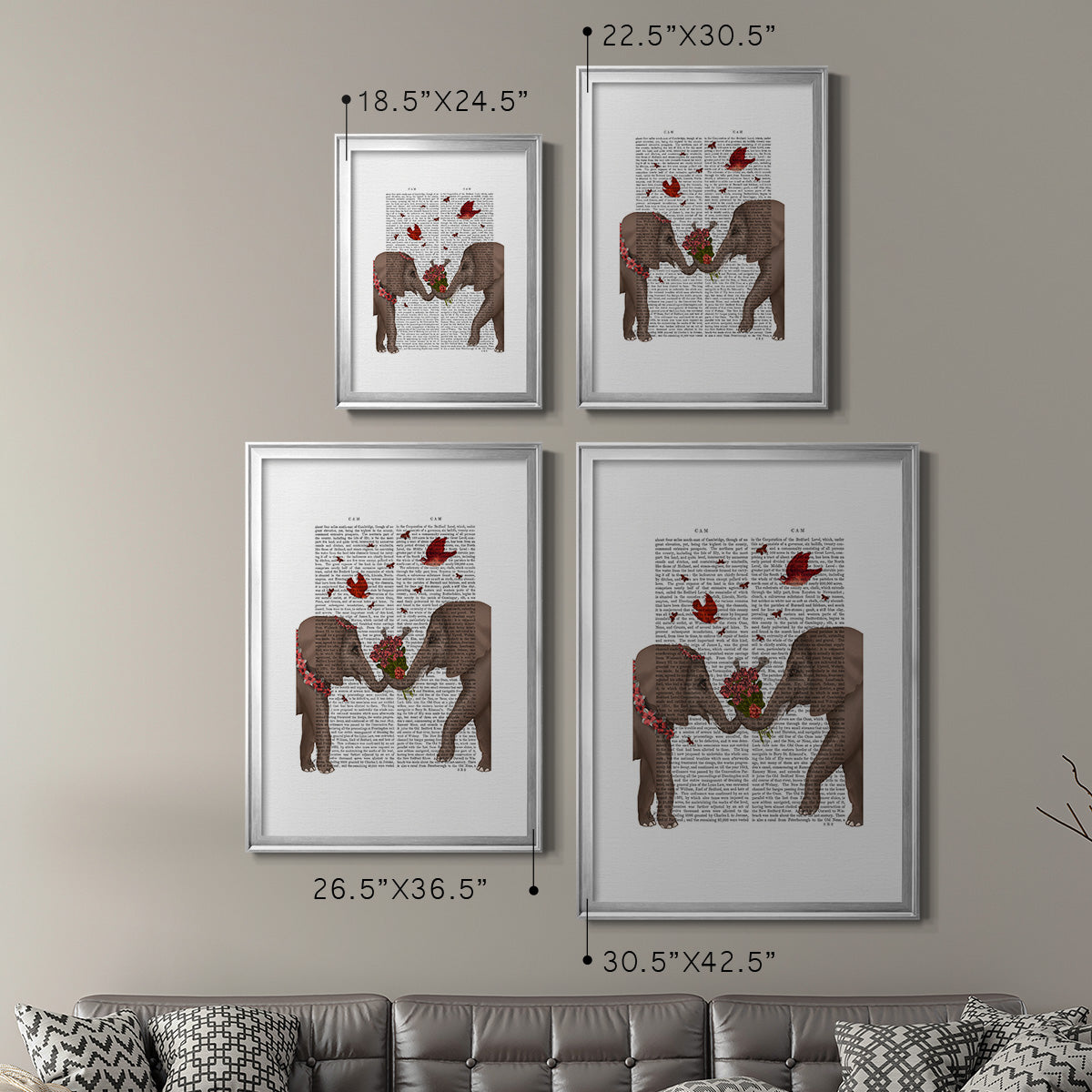 Elephant Bouquet, Portrait Premium Framed Print - Ready to Hang