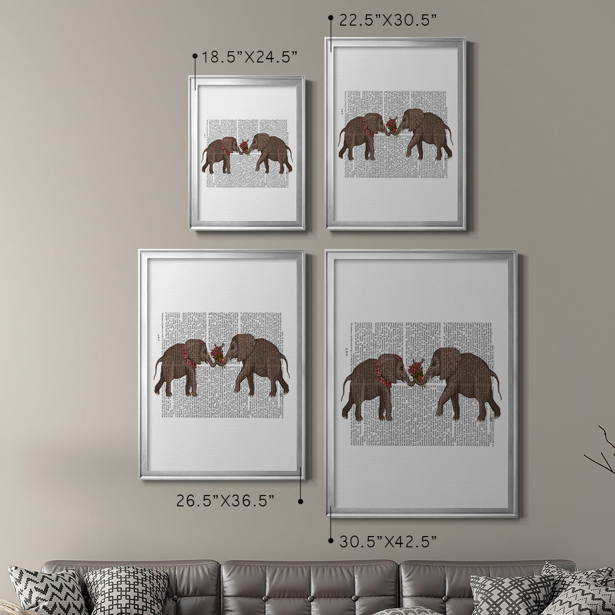 Elephant Bouquet, Landscape Premium Framed Print - Ready to Hang