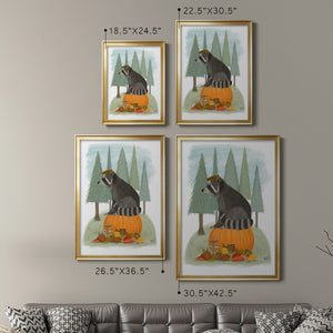 Raccoon On Pumpkin Premium Framed Print - Ready to Hang