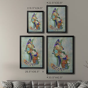 Fantastic Florals Fox, Sitting Premium Framed Print - Ready to Hang