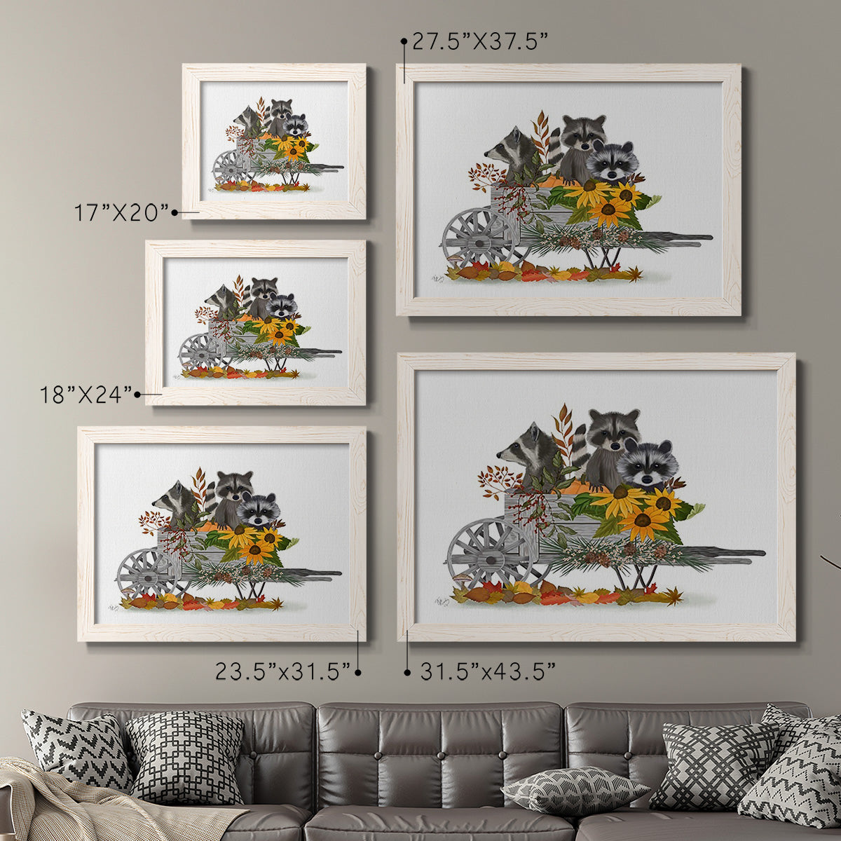 Raccoon Wheelbarrow-Premium Framed Canvas - Ready to Hang