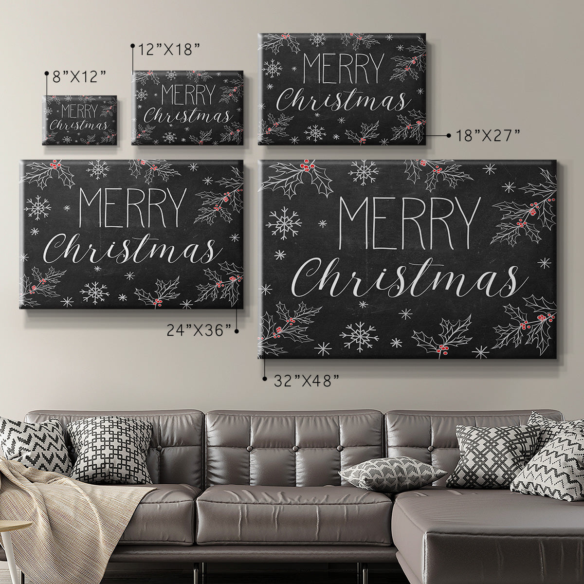 Merry Christmas Chalkboard Premium Gallery Wrapped Canvas - Ready to Hang