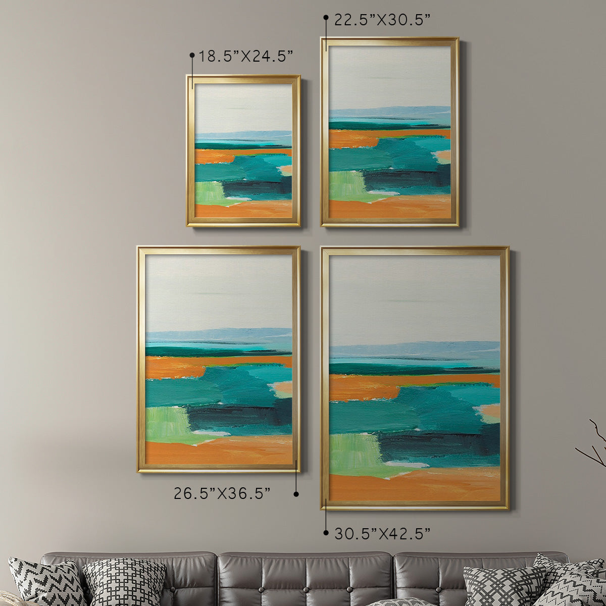 Aqua and Orange I Premium Framed Print - Ready to Hang