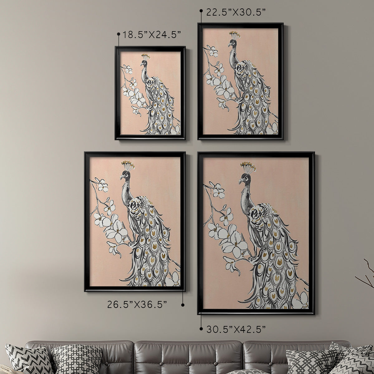 Peacock in Gold II Premium Framed Print - Ready to Hang