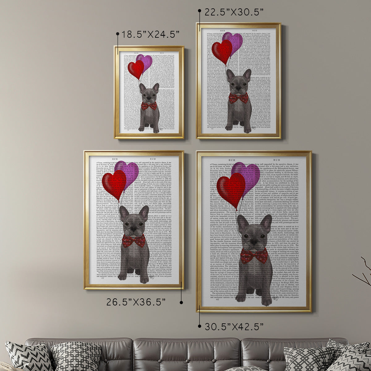 French Bulldog and Balloons Premium Framed Print - Ready to Hang