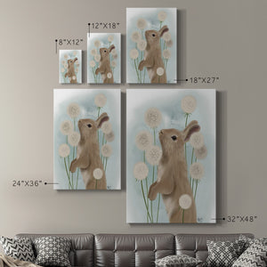 Rabbit In Dandylions Premium Gallery Wrapped Canvas - Ready to Hang