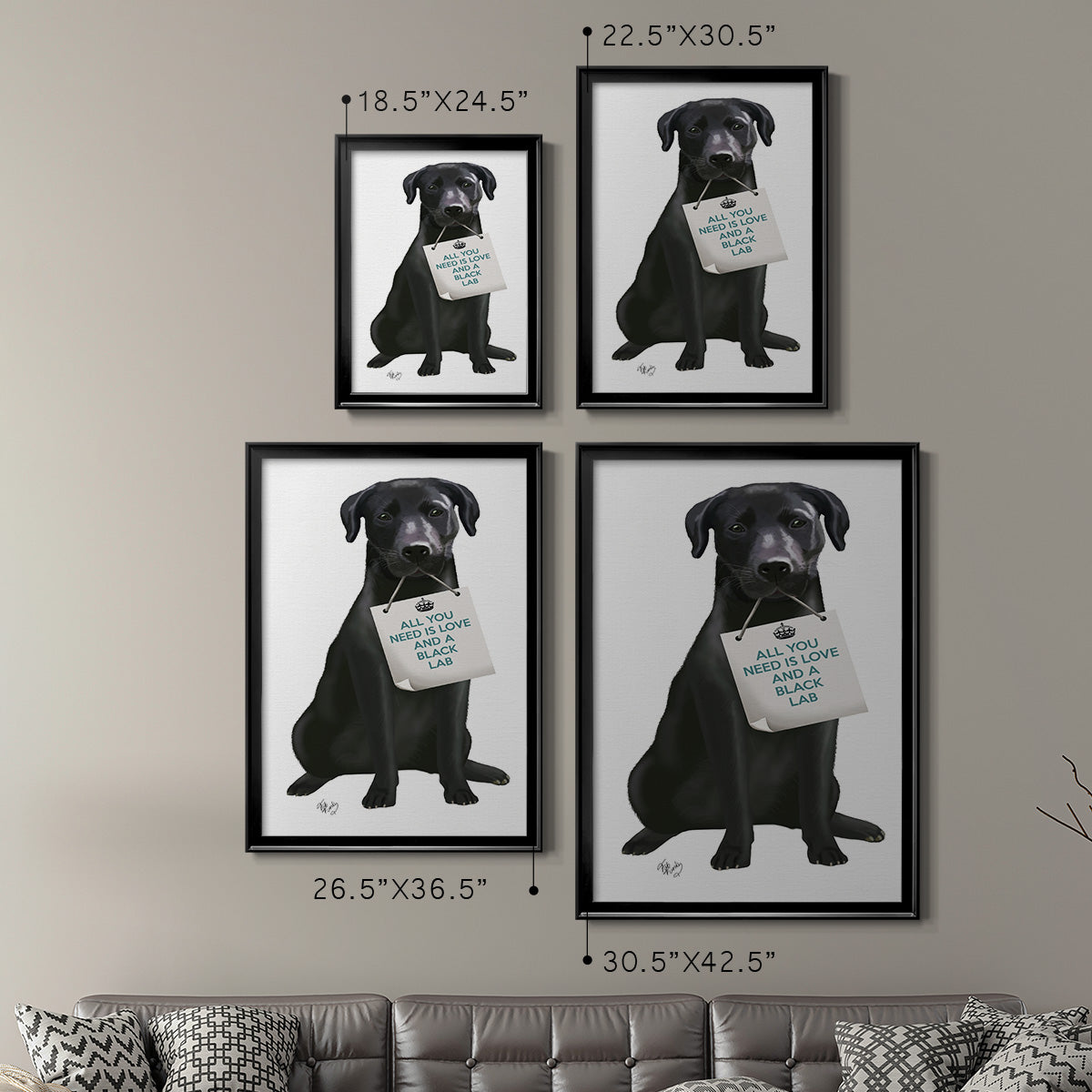 Love and Black Labrador Premium Framed Print - Ready to Hang