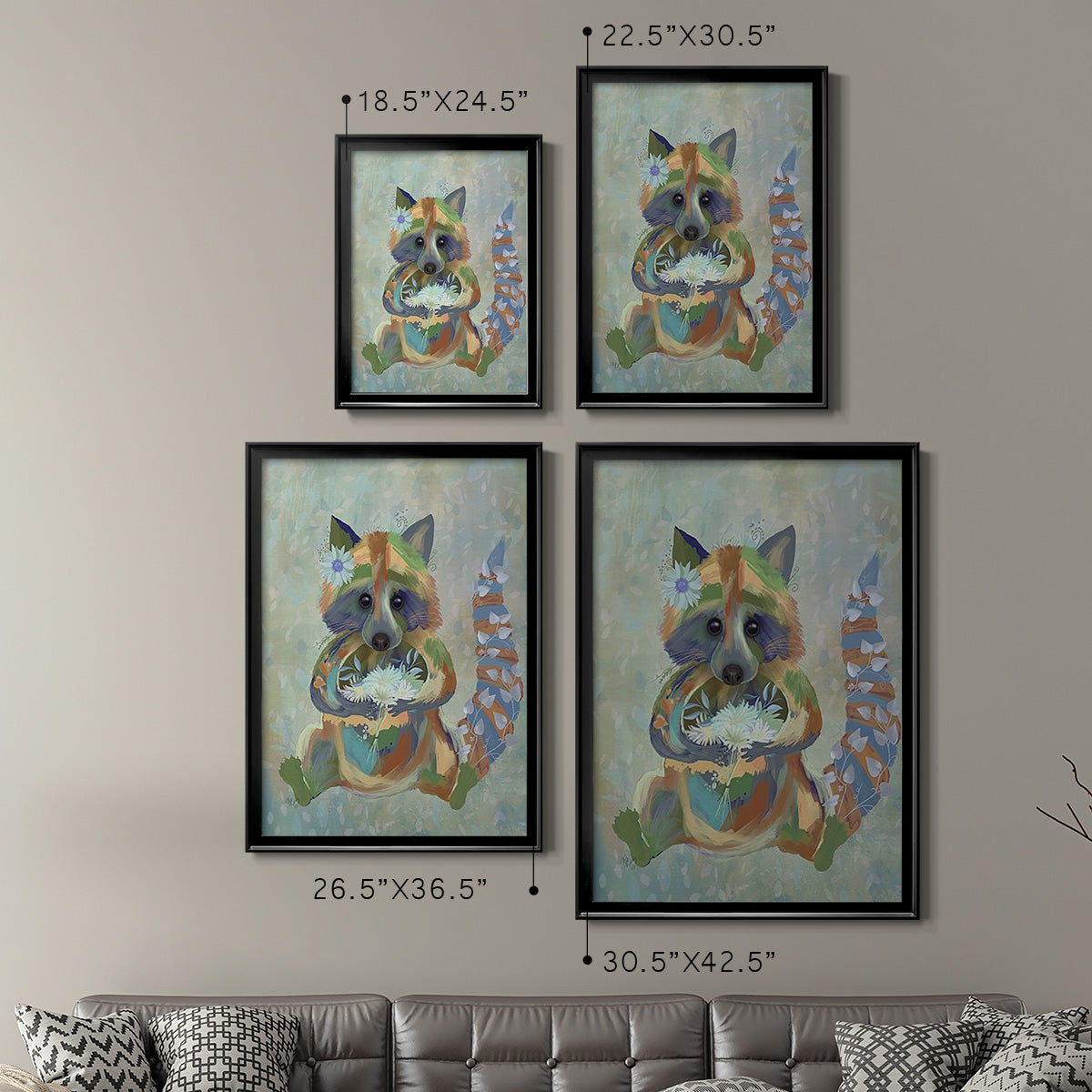 Fantastic Florals Raccoon Premium Framed Print - Ready to Hang