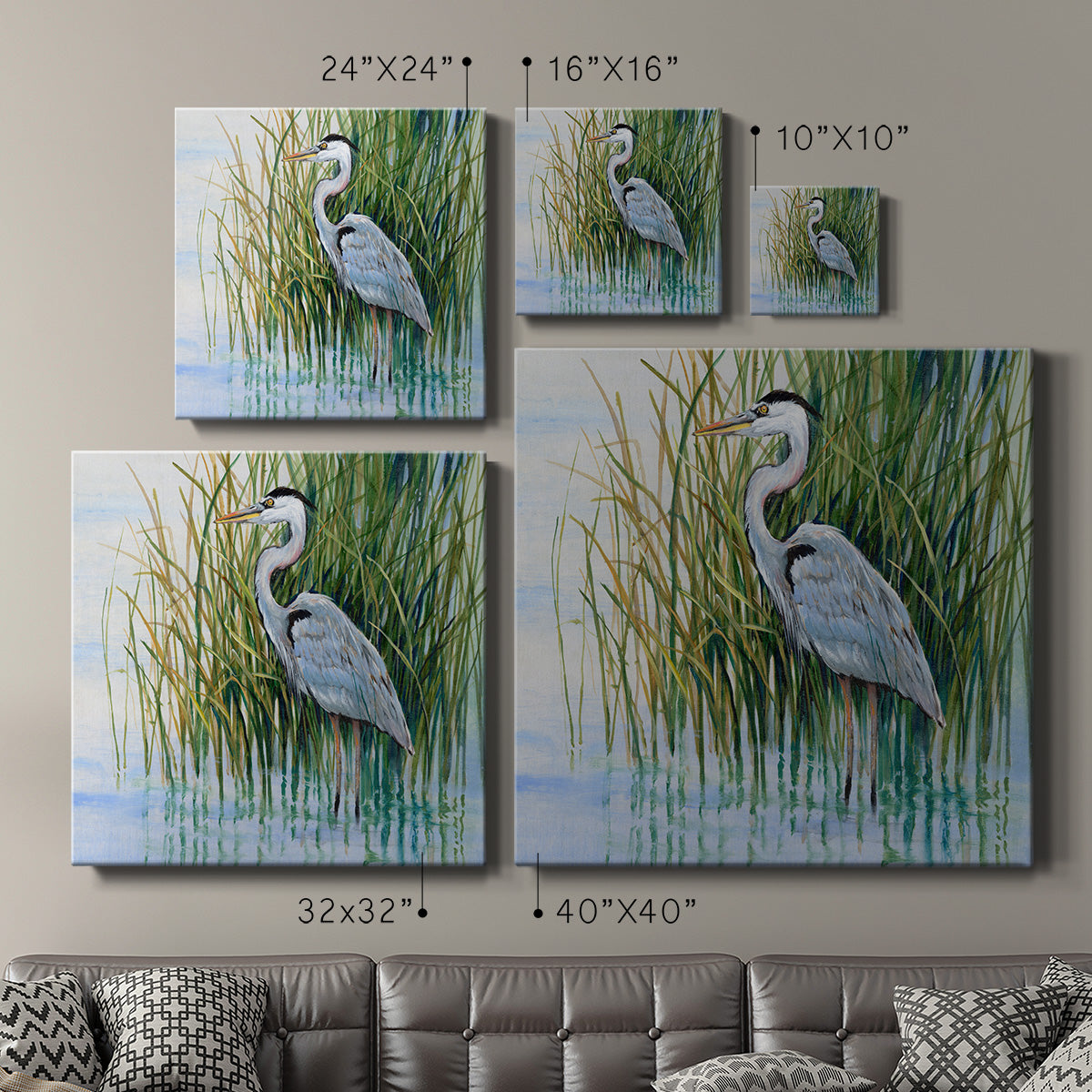 Heron in the Marsh II-Premium Gallery Wrapped Canvas - Ready to Hang