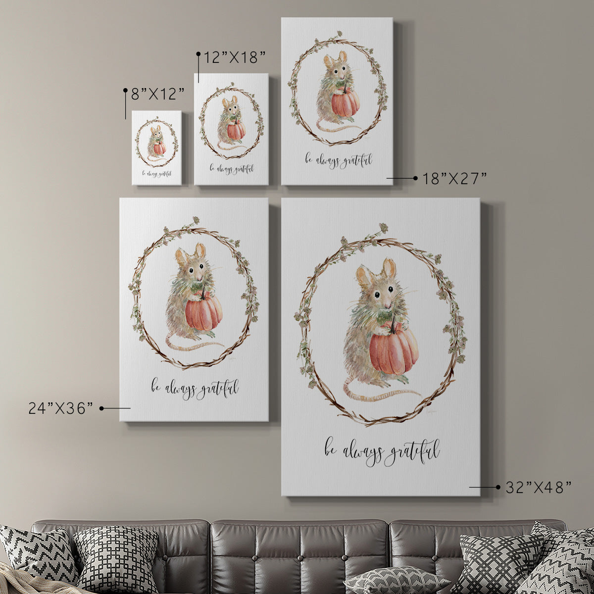 Harvest Home Mouse Premium Gallery Wrapped Canvas - Ready to Hang