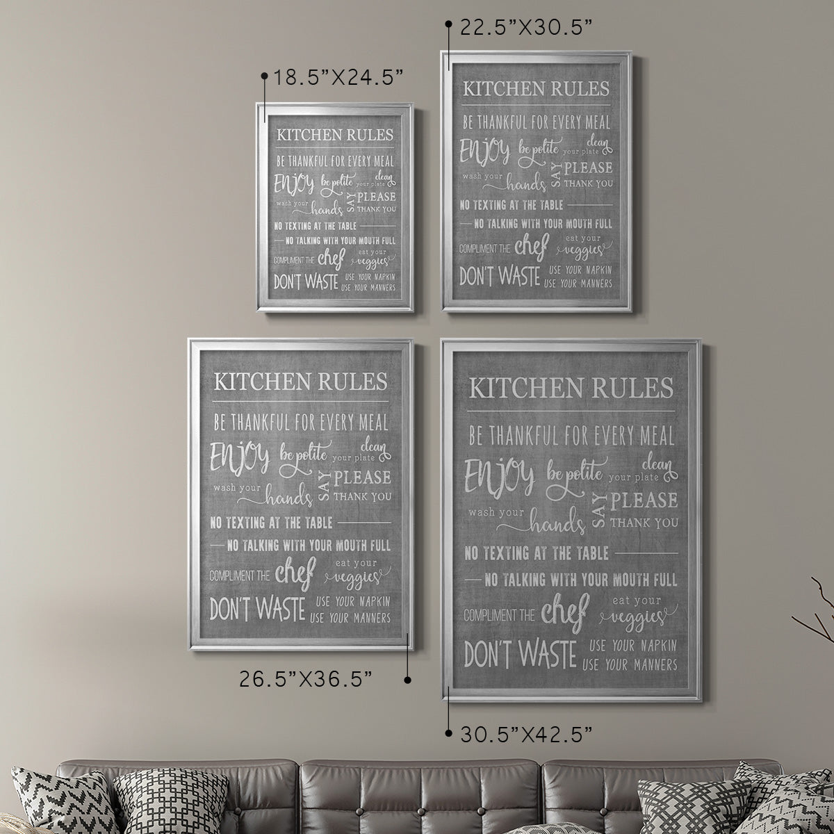 Neutral Kitchen Rules Premium Framed Print - Ready to Hang