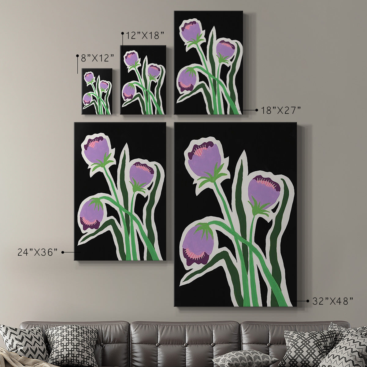 Pop Flowers II Premium Gallery Wrapped Canvas - Ready to Hang