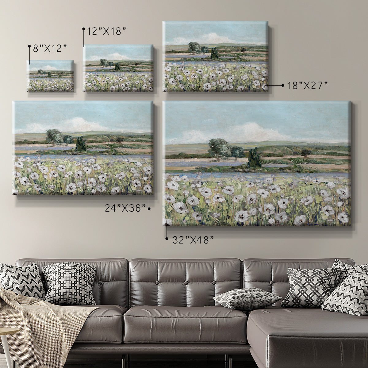 Vintage Poppy Valley Premium Gallery Wrapped Canvas - Ready to Hang