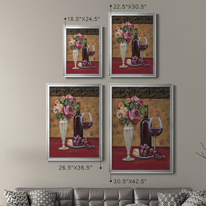 Vintage Flowers and Wine I Premium Framed Print - Ready to Hang