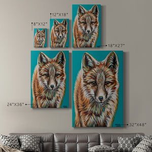 Teal Fox Premium Gallery Wrapped Canvas - Ready to Hang
