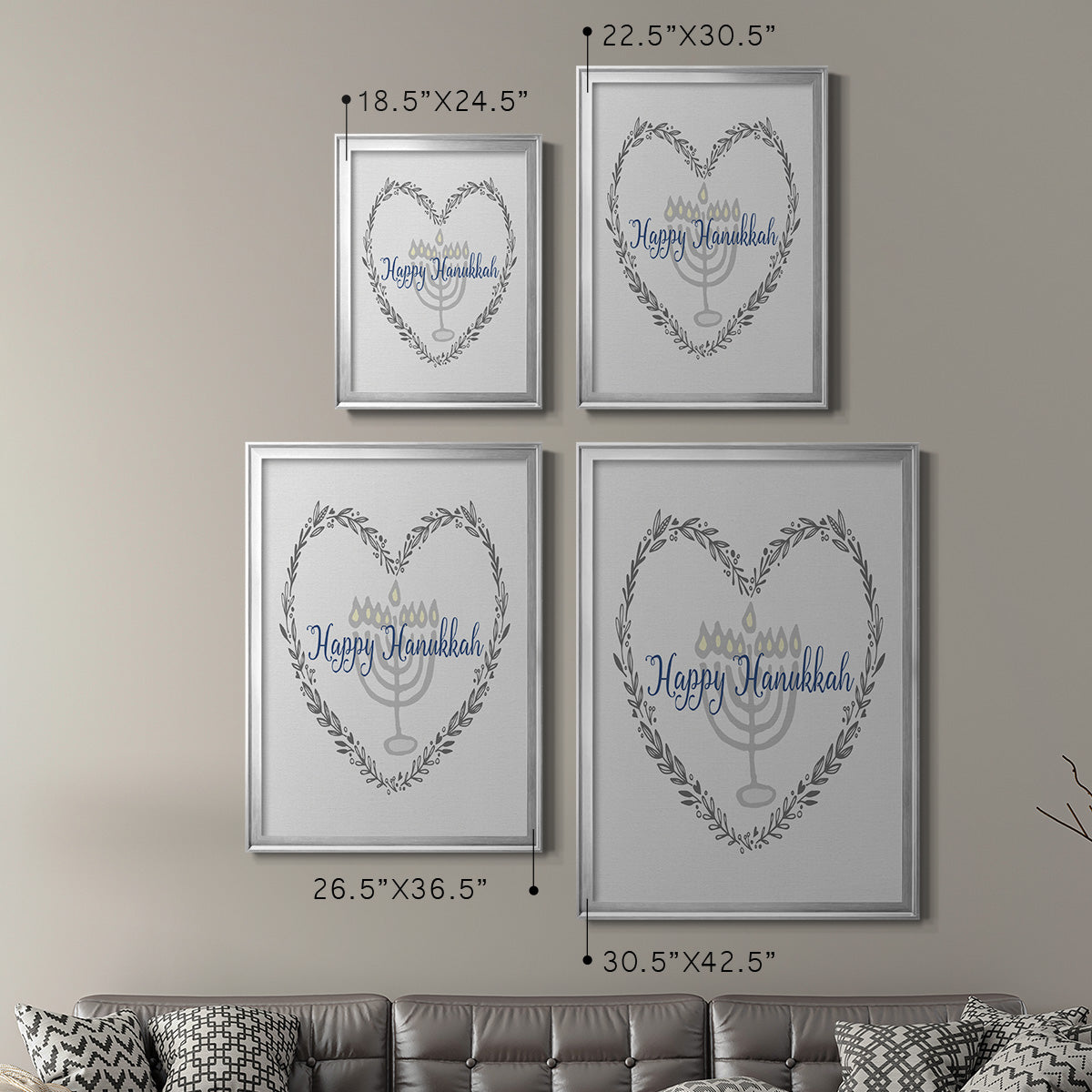 Hanukkah Heart Premium Framed Print - Ready to Hang