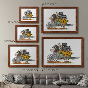 Raccoon Wheelbarrow-Premium Framed Canvas - Ready to Hang