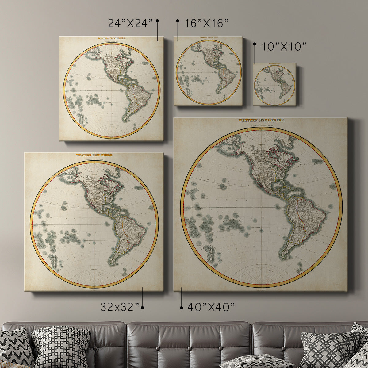 1812 Western Hemisphere-Premium Gallery Wrapped Canvas - Ready to Hang
