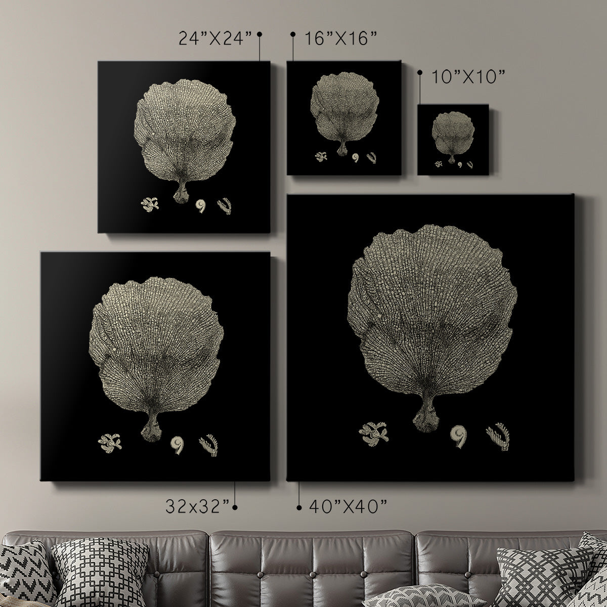 Black and Tan Coral II-Premium Gallery Wrapped Canvas - Ready to Hang