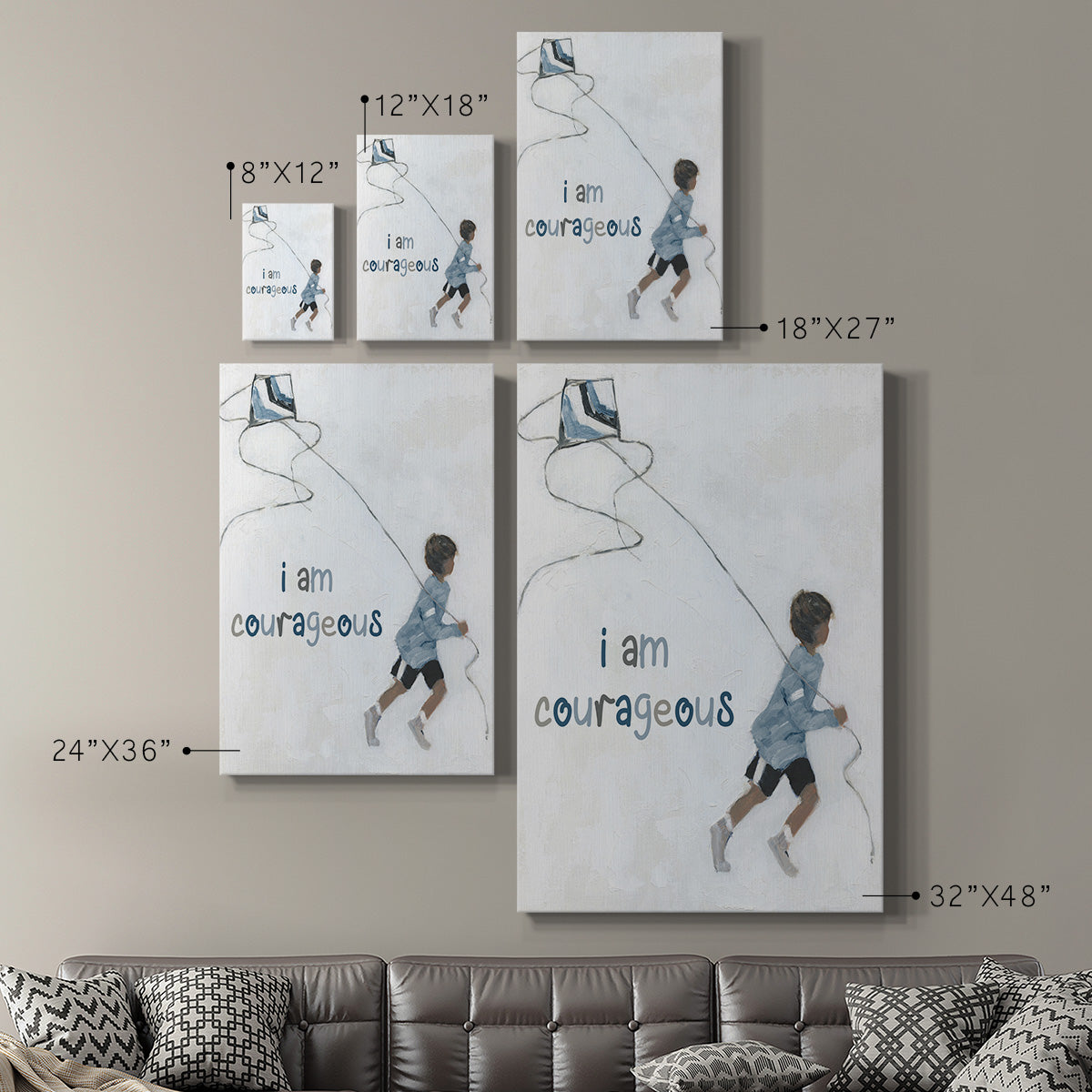 Boy Flying Kite Premium Gallery Wrapped Canvas - Ready to Hang