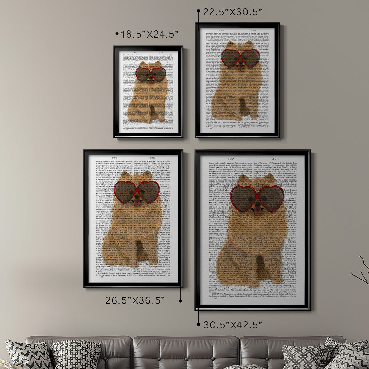 Pomeranian and Heart Glasses Premium Framed Print - Ready to Hang