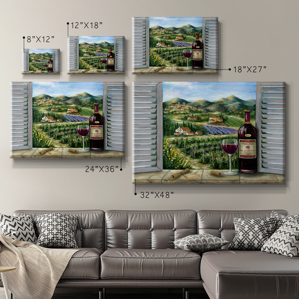 Tuscan Red and Vineyard Premium Gallery Wrapped Canvas - Ready to Hang
