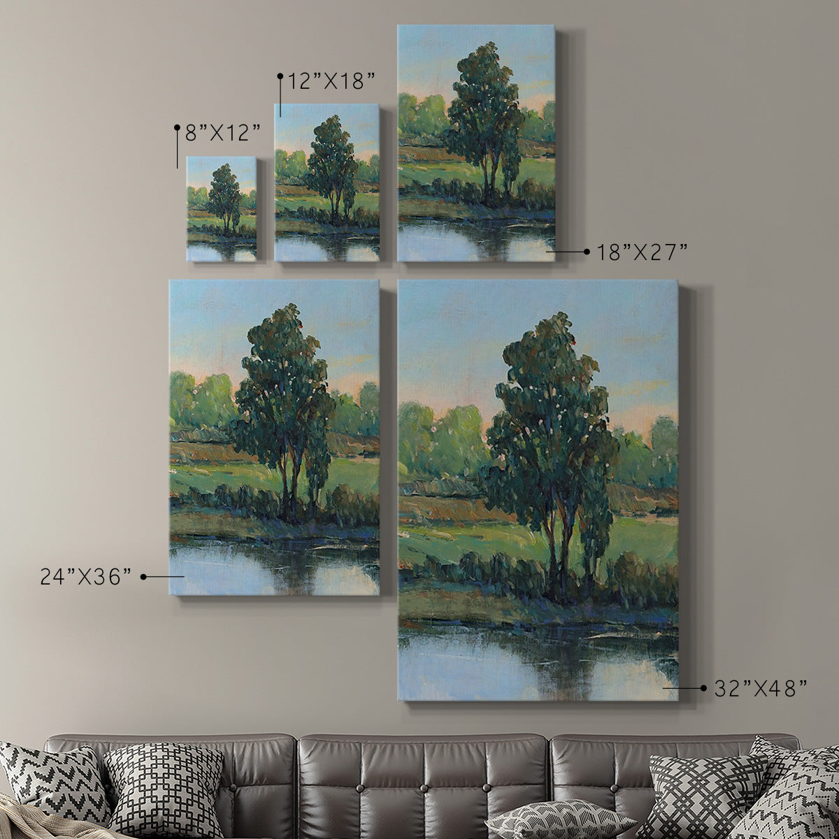 Tree by the Riverbank I Premium Gallery Wrapped Canvas - Ready to Hang