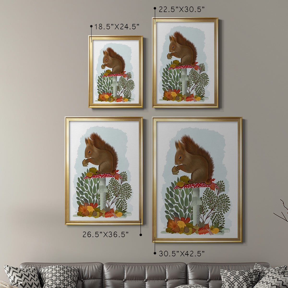 Red Squirrel On Mushroom Premium Framed Print - Ready to Hang