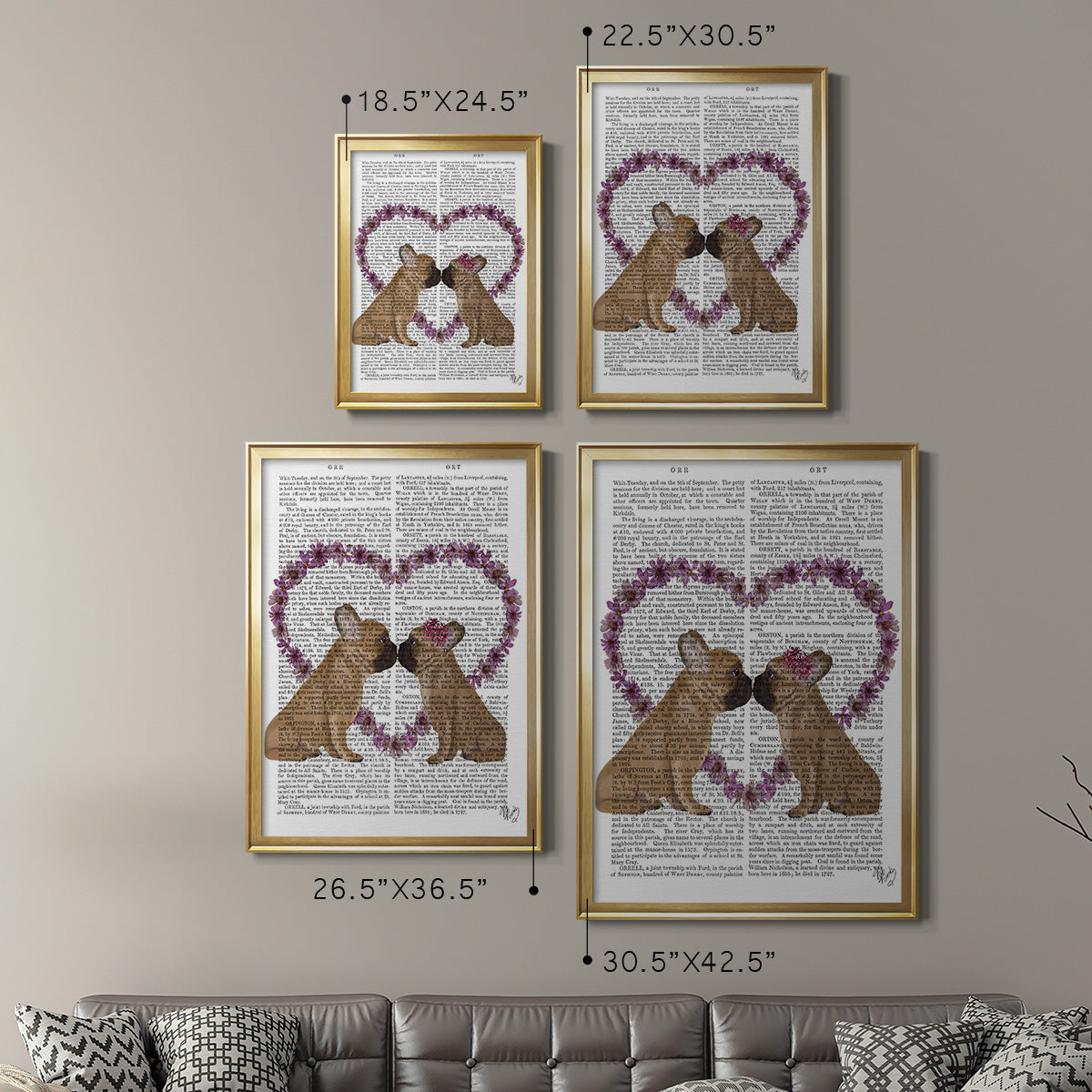 French Kiss and Flower Heart Premium Framed Print - Ready to Hang