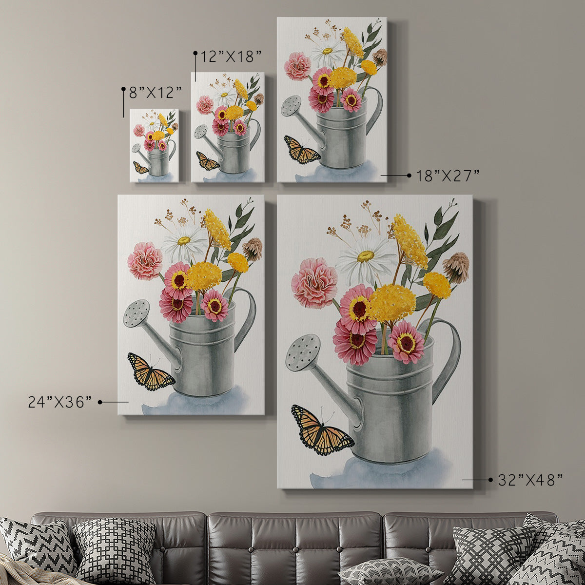 Watering Can Bouquet I Premium Gallery Wrapped Canvas - Ready to Hang
