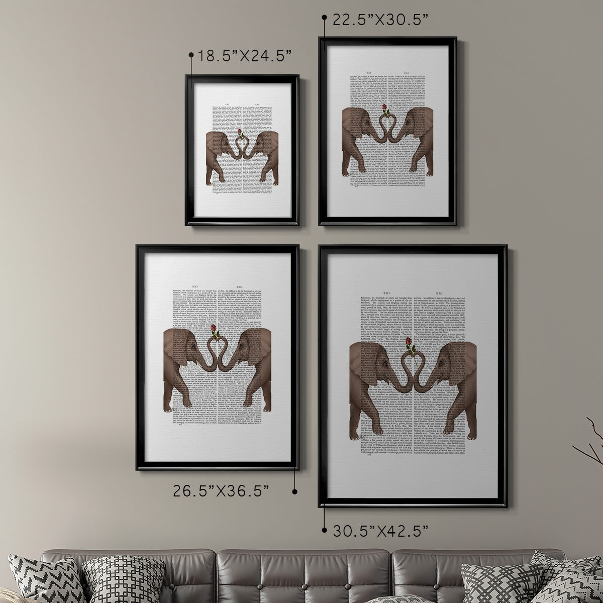 Elephants Heart and Rose Premium Framed Print - Ready to Hang