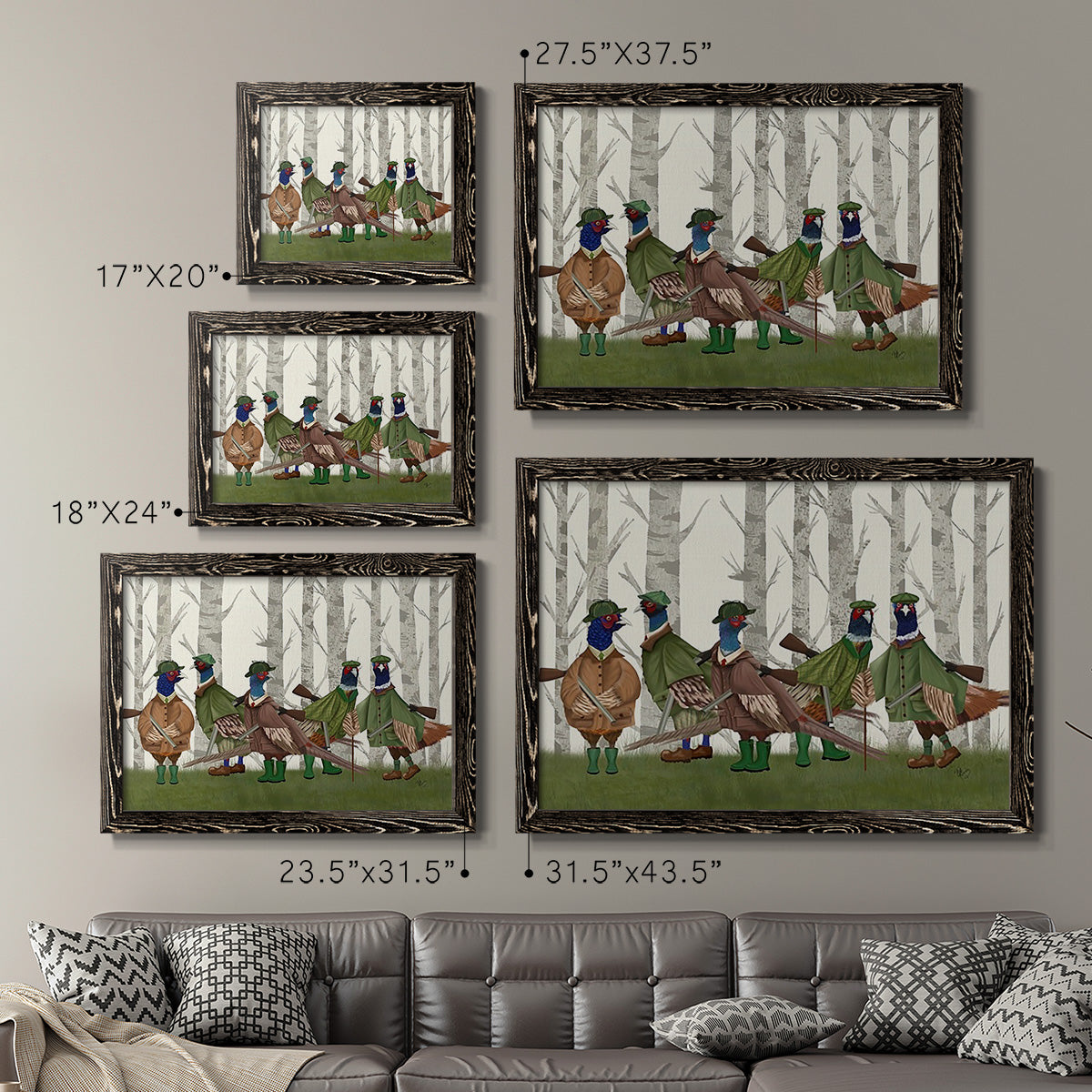 Pheasant Shooting Party Group 3-Premium Framed Canvas - Ready to Hang