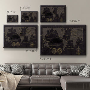 Black Gold Map Premium Gallery Wrapped Canvas - Ready to Hang