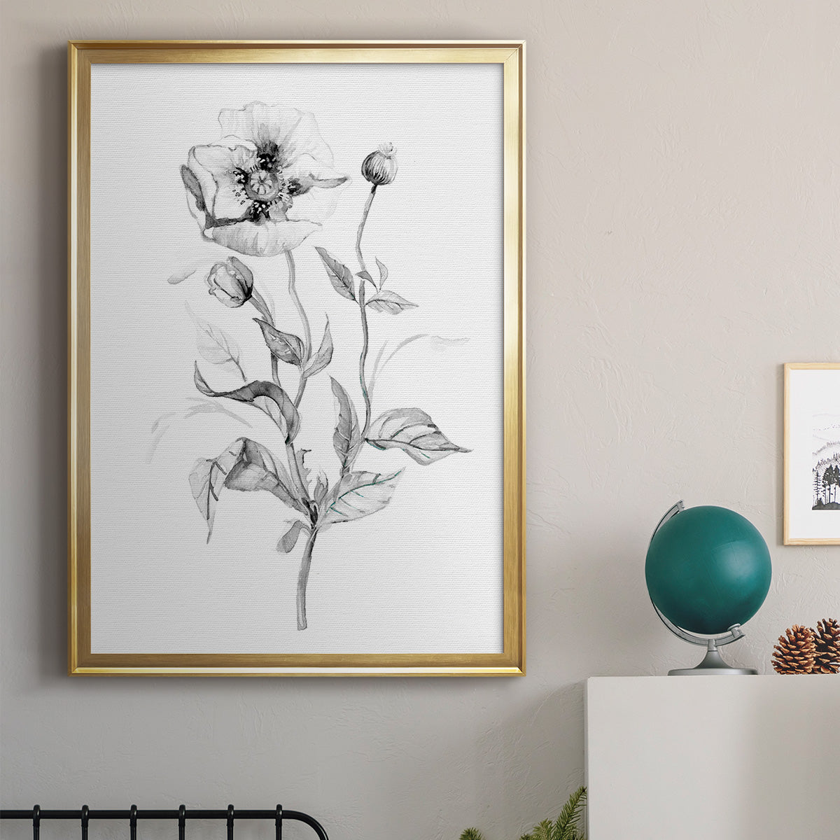 Wild Poppy Sketch Premium Framed Print - Ready to Hang
