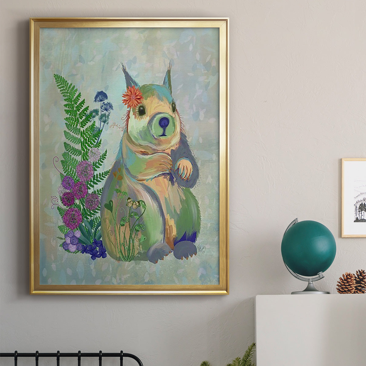 Fantastic Florals Squirrel Premium Framed Print - Ready to Hang