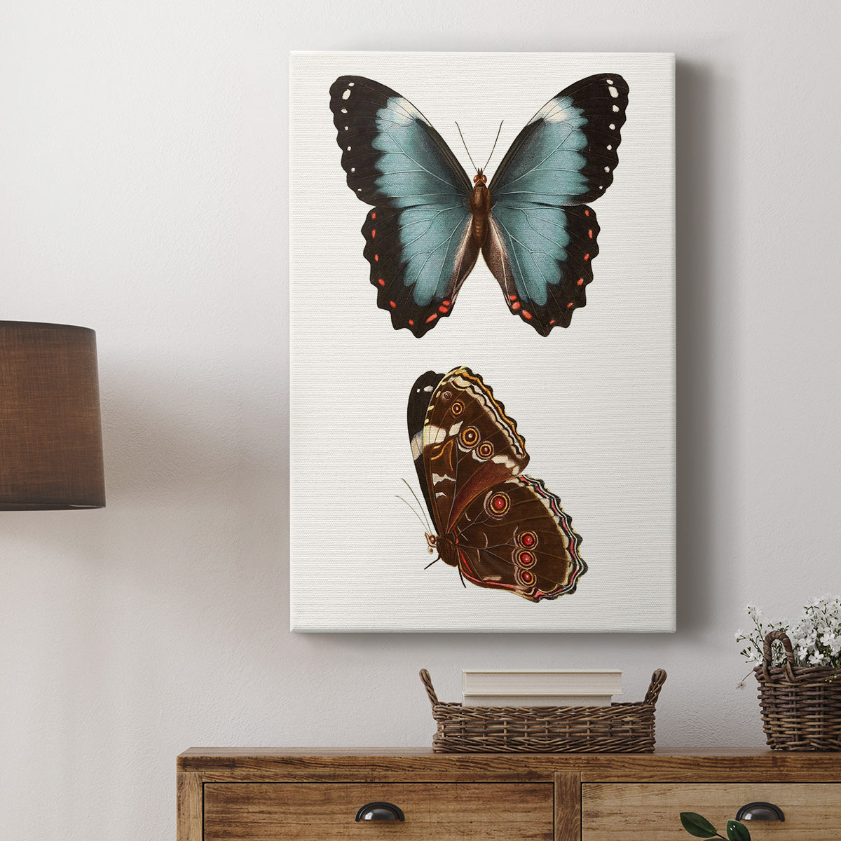Antique Blue Butterflies IV Premium Gallery Wrapped Canvas - Ready to Hang